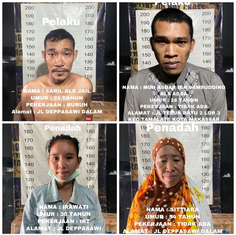 Polisi Tangkap Dua Begal Sadis di Makassar Bersama Dua Wanita Penadah 